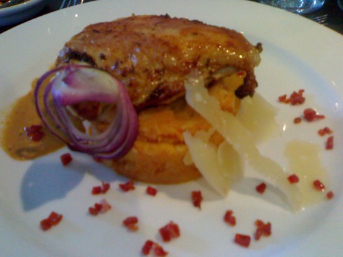 Chicken on a chorizo mash