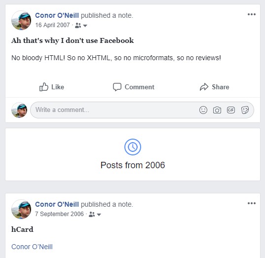 Facebook First Two Posts